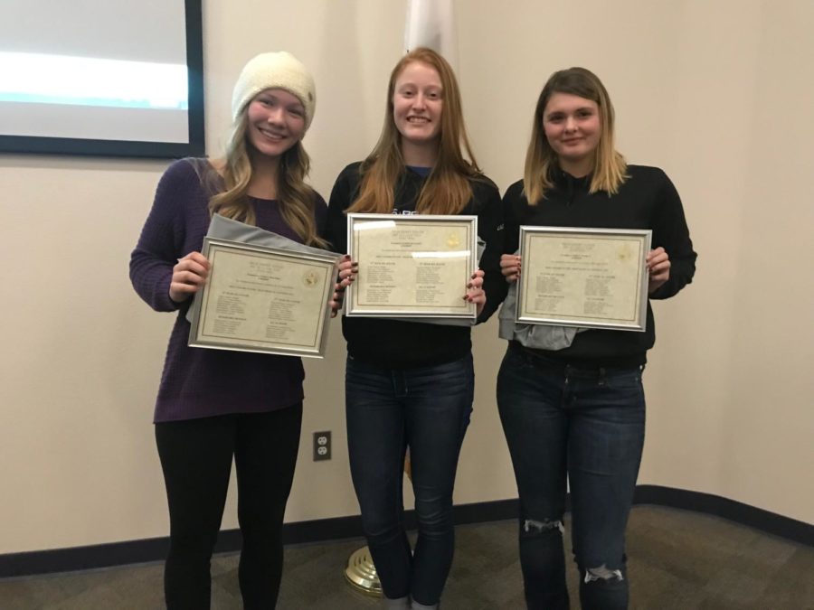 High Desert League Honors
(Left to Right): Sydney Frigerio, Rebeka Riesen, Ashley Worley
Image by: Linda Frigerio/BUHS Teacher and Volleyball Coach