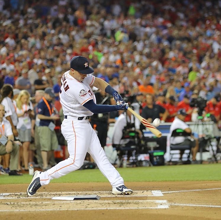 Alex Bregman hitting the go-ahead home run in the 2018 All-Star game. Photo by MLB