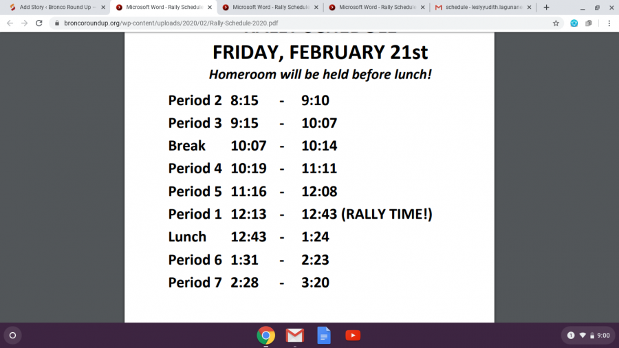 Rally Schedule for Friday, February 21st