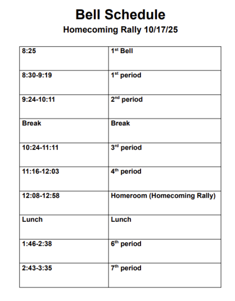 Hoco Rally Schedule